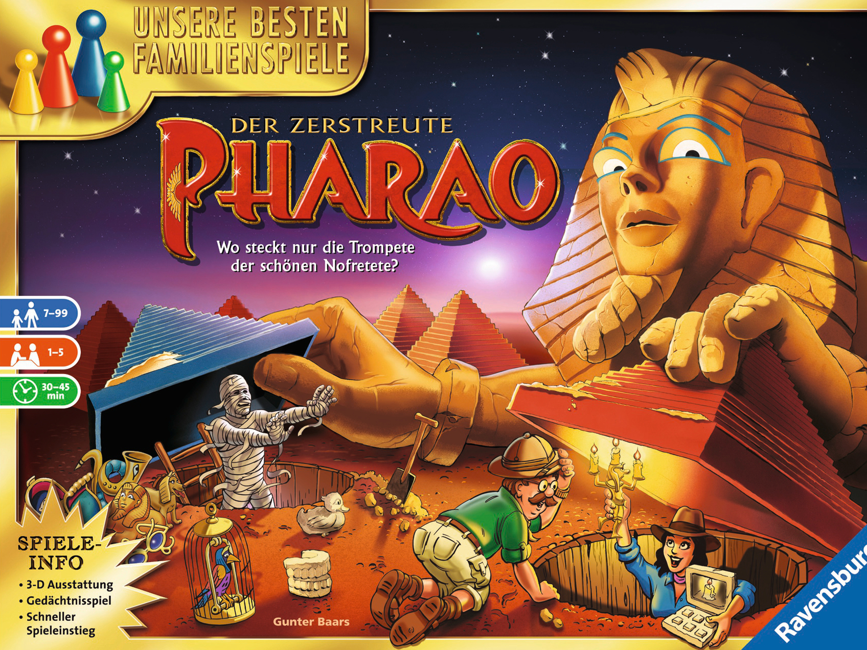 Ravensburger Spiel Der Zerstreute Pharao 3 rote Pyramiden oder Ersatzteile 